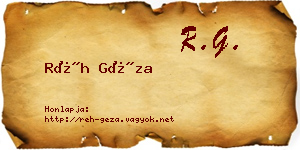 Réh Géza névjegykártya
